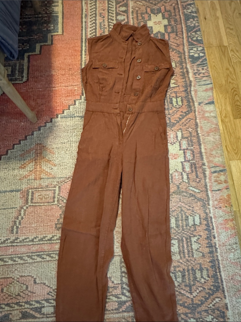 Rust orange/Brown Sleeveless Jumpsuit